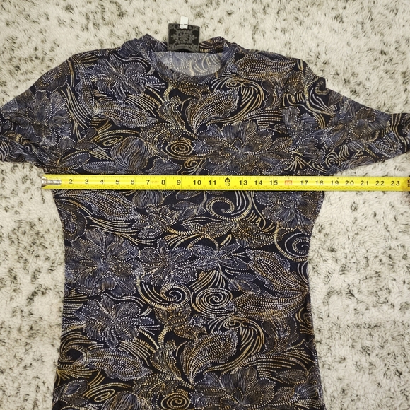 Johnny Was Jade Top L Whimsical Short Sleeve Semi Sheer Crew Neck Floral/Paisley - Picture 8 of 10